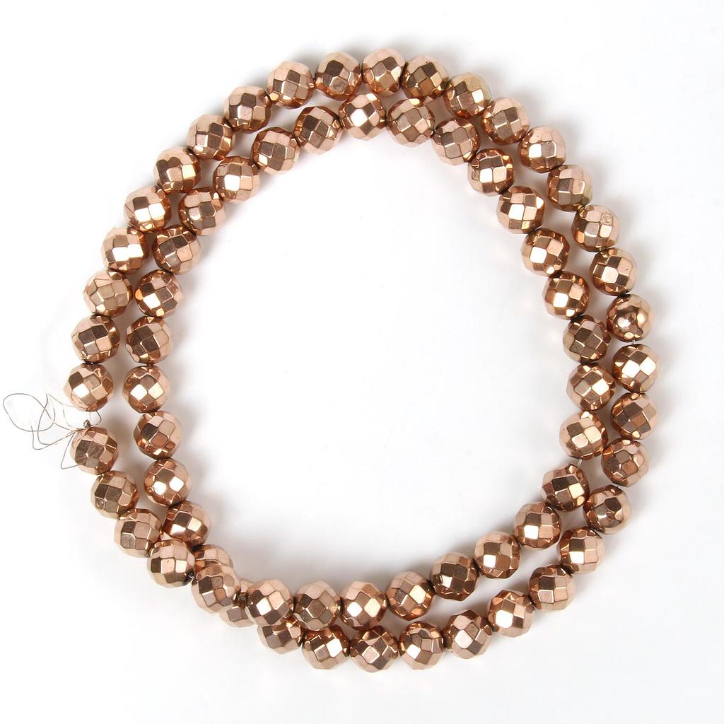 Handgefertigte Bastelfarbe, rosévergoldete Hämatitperlen, natürliche Rondelle-Perlen für Schmuckherstellung, DIY-Charms, Armband-Zubehör, 38,1 cm