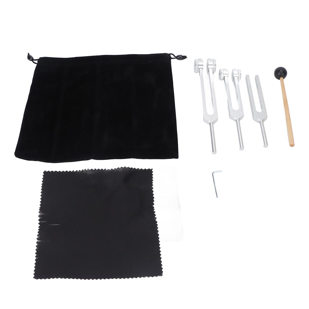 Chakra Tuner 3 Pcs Tuning Fork Set 128 256 512Hz Aluminium Alloy Body Tuning Forks with Hammer for Sound Healing Tuning Fork