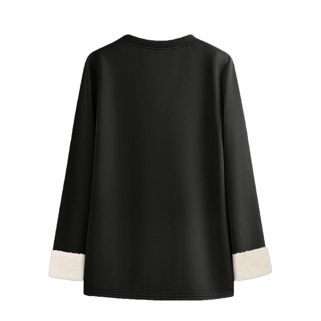 Women's Lined Long Sleeve Round Neck Halloween Sweatshirt Winter Casual Top