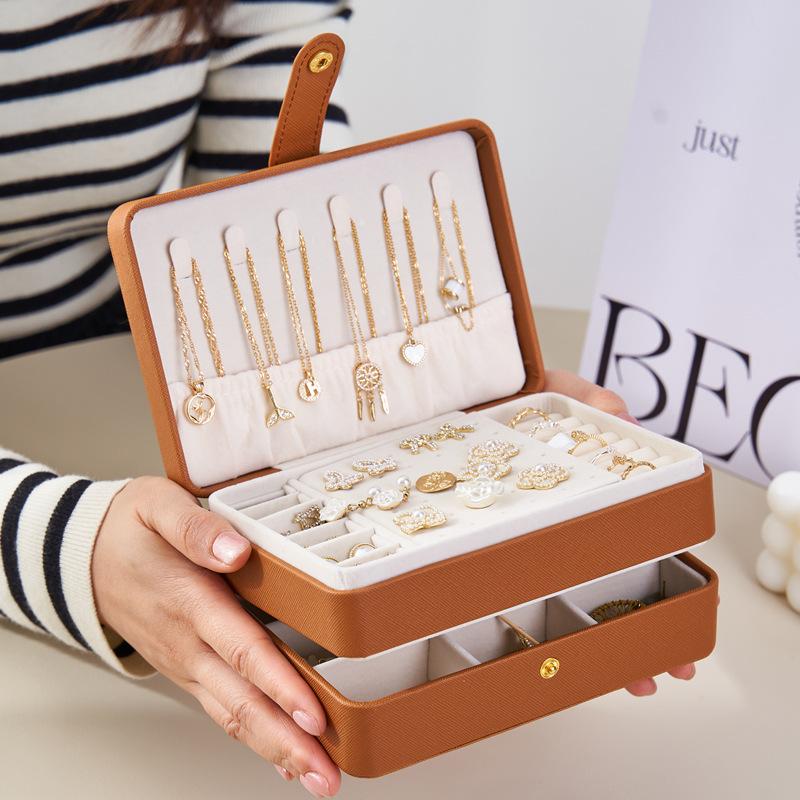 Scatola porta gioielli in pelle multistrato, custodia porta gioielli da viaggio per donna, per orecchini, anelli, collane, regalo per la festa della mamma, Natale