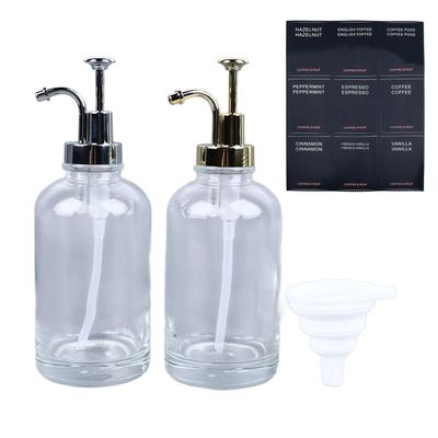 2PCS Coffee Syrup Dispensers 500ml Glass Bottle Dispenser with Stainless Steel Pump Coffee Bar