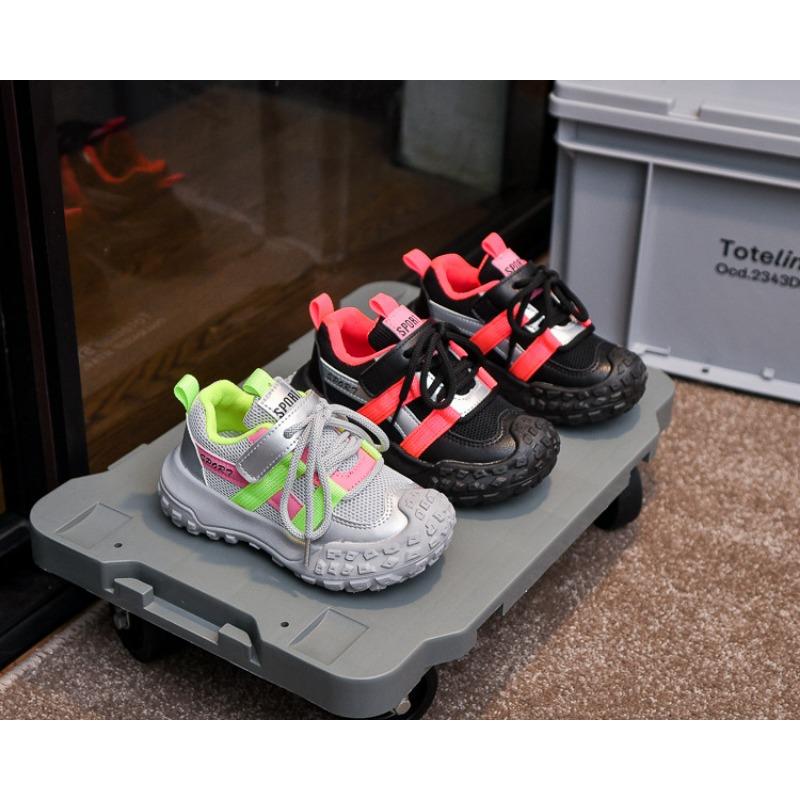 Kids Breathable Mesh Velcro Athletic Running Sneakers Children Tire Sole Casual Dad Shoes