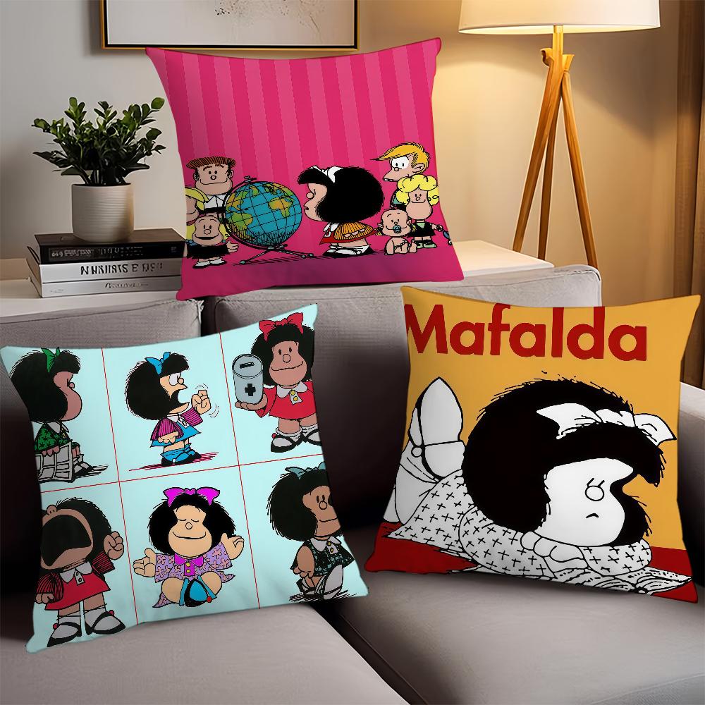 Cartoon M-Mafalda's World Pillow Case Office Cushions Suitable For Sofa Car Bedroom Decorative Cushion Cover