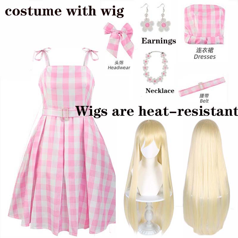 Pinkes Prinzessin Cosplay Kostüm für Damen Margot Bar Bii Kleid Halloween Niedliche Outfits für Damen Rollenspiel