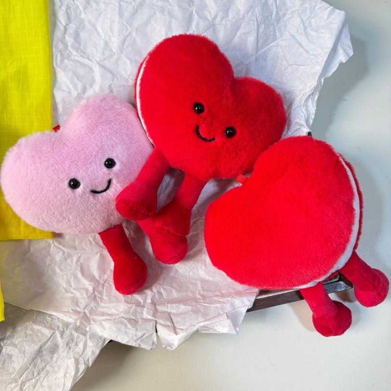 1Pcs Adorable Smiling Red Pink Heart Dolls Soft Heart Plush Stuffed Toy Pendant Valentine'S Day Gift For Girlfriend Home Decor