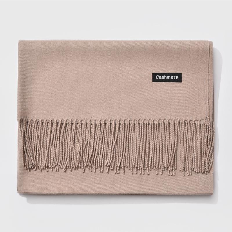 2024 Autumn/Winter Women's Solid Color Faux Cashmere Shawl & Snood Scarf Set