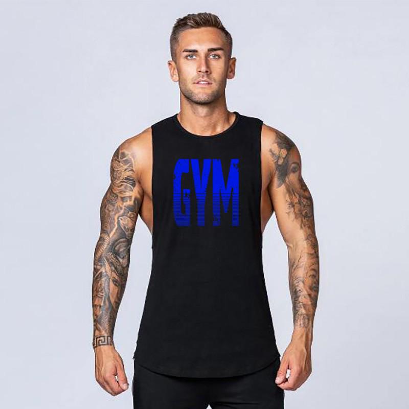 Muscleguys Letters Printing Graphic Singlets Mens Sleeveless Summer Causal Gym Workout Vest