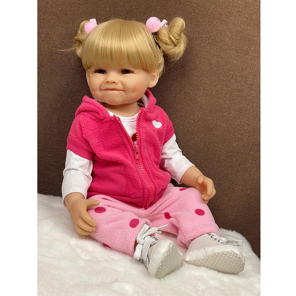 Realistic Reborn Baby Girl Dolls Betty Raya Pasted Wig Hair Simulation Doll 55cm Full Silicone Body Bathing 22 Inch Collection Art Doll Baby Play Toys