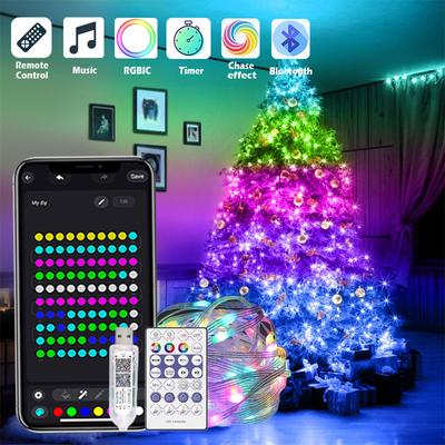 Vánoční stromeček RGB fantasy barevné světlo, 100LED 10M WS2812B RGBIC světlo, IP65 voděodolný Bluetooth sprite LED světelný řetězec