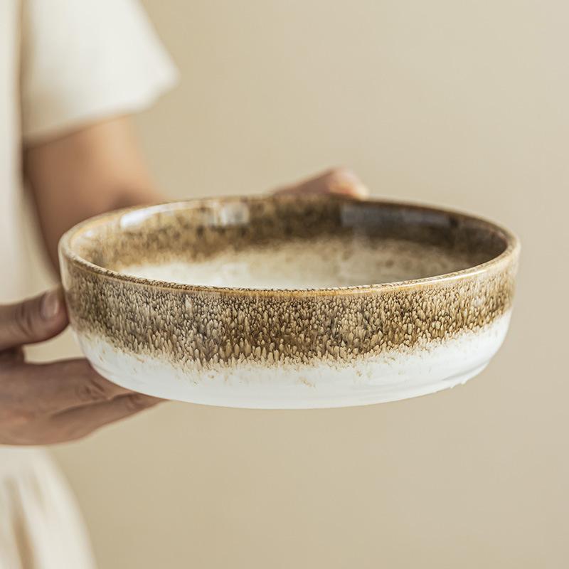 Tableware Set Japanese-Style Ring Plate Household Ceramic Bowl Dish Dish Dish Round Large Bowl Tableware Large Plate