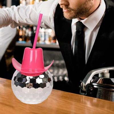 1 Set 600ml Straw Cup with Lid Ball Shape Leak-proof Creative
