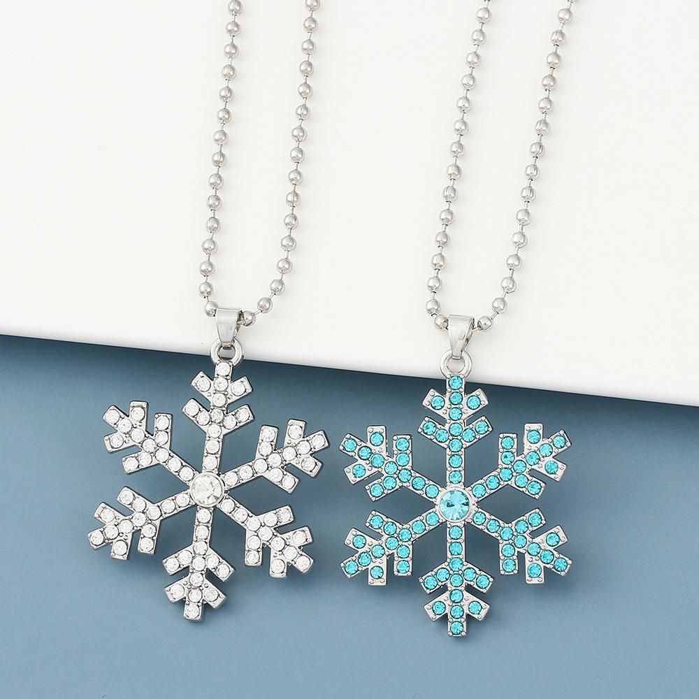 Frozen Snowflake Rhinestone Pendant Clavicle Chain Korean New Style Necklace