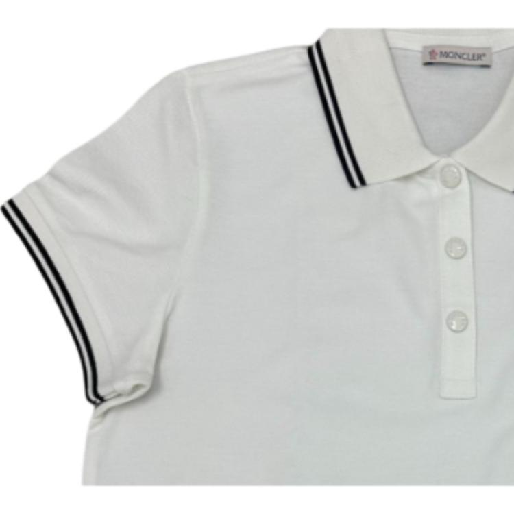 Moncler Logo Button Detail Color Block Short Sleeve Polo Shirt Women tops White 20938351600V8042034
