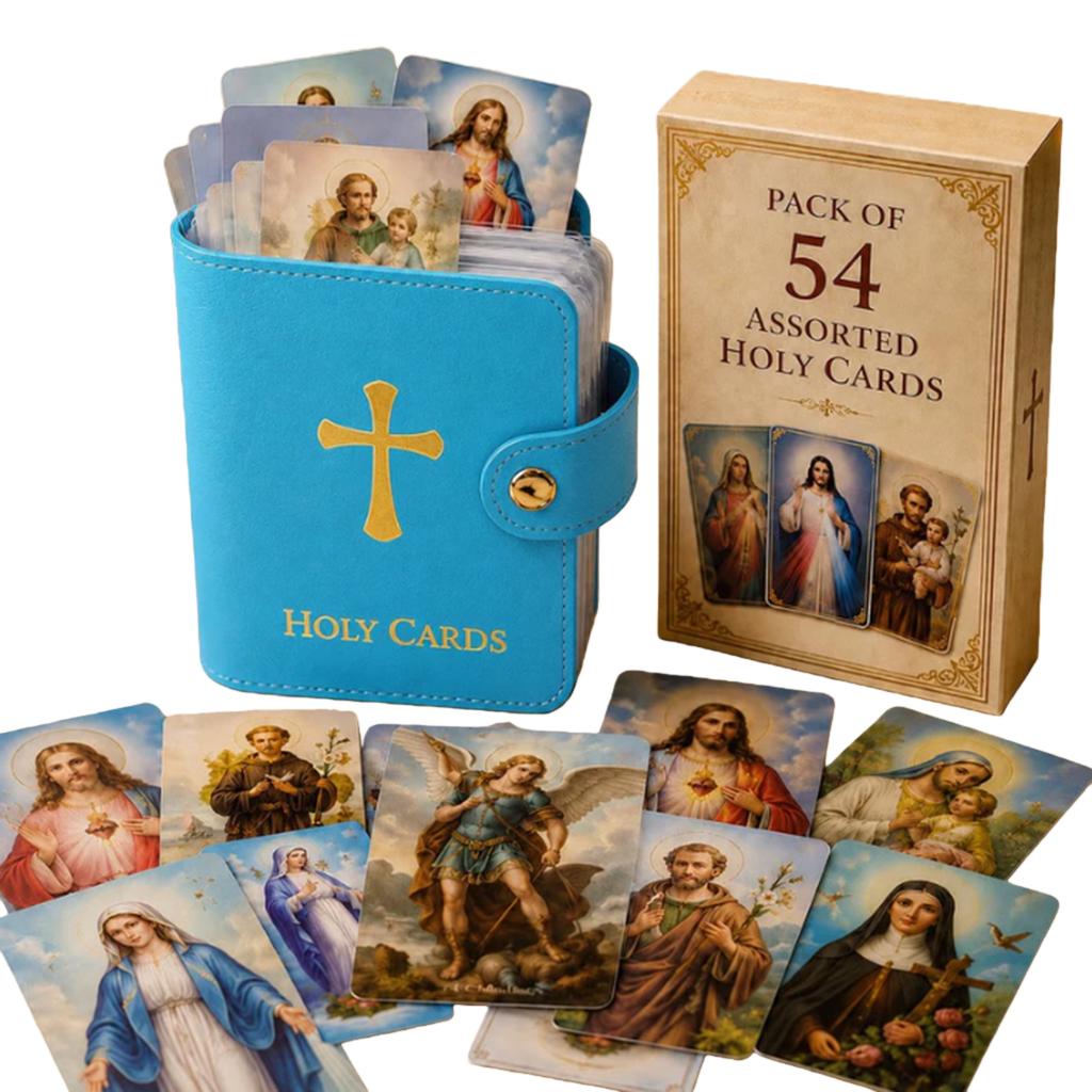 Kompakter Taschen-Gebetskarten-Organizer mit Druckknopfverschluss Mini-Heiligenkarten-Geldbörse Mehrzweck für Gottesdienst/Beerdigung/Anima/Kreuz