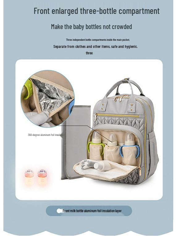 Sac à dos momie haut de gamme: Sac Bébé Spacieux avec Compartiment Lait Isotherme pour Sorties Pratiques