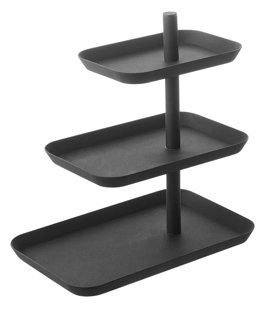 Yamazaki 4725 Accessory 3 Tier Tray Tower Black Approx. W24.7XD15.7XH25.7cm Tower Accessory Storage