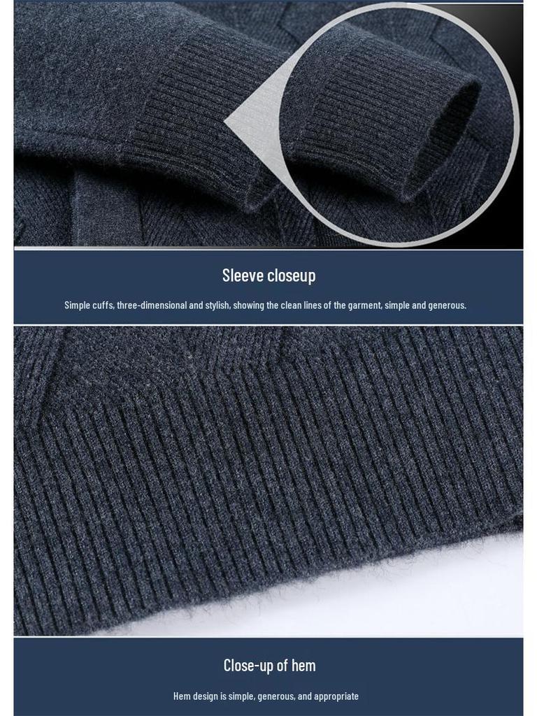 Brandneuer Herren Winter Kaschmir Cardigan: Mid-Age Dad Stil, Dicker Business Wollpullovermantel