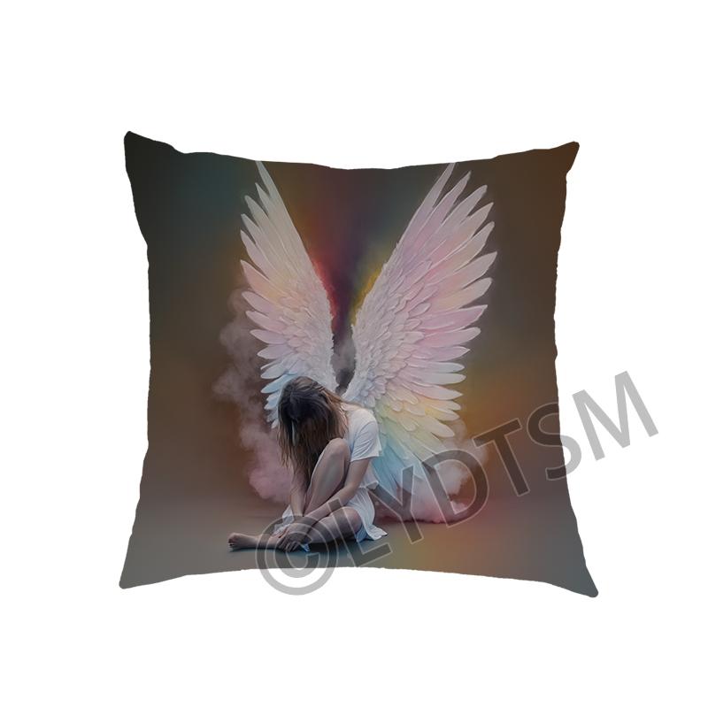 Sad Fallen Angel Wing Print Cushion Cover Gothic Girl Pillowcase Linen Throw Pillow Case Covers For Living Room Home Decor