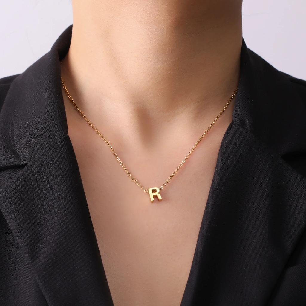 Cazador Stainless Steel A-Z Initial Letter Necklace for Women Alphabet Choker Chain Jewelry Birthday Gifts New Trend 2026