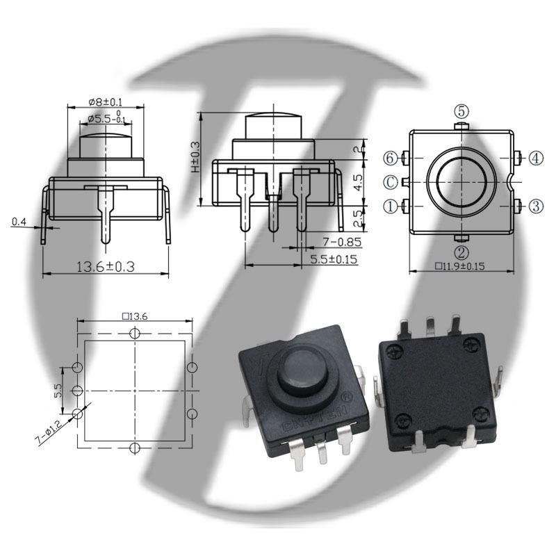 12x12 LED Flashlight Desk Lamp with Self-Locking Power Switch