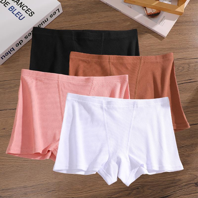 4Pcs Women's Panties Cotton Seamless Sports Boxers Underwear Female Solid Color Briefs Cozy Lingerie Intimate Underpants S-XXL
