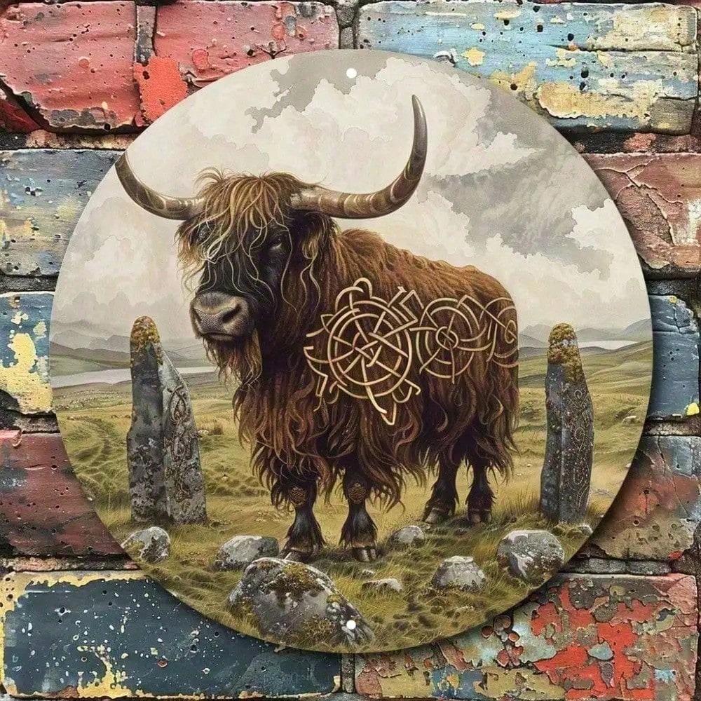 

Scottish Highland Cow Metal Wall Art, Farmhouse Rustic Decor, Flat Celtic Knot Sculpture, Weatherproof Indoor Outdoor разноцветный