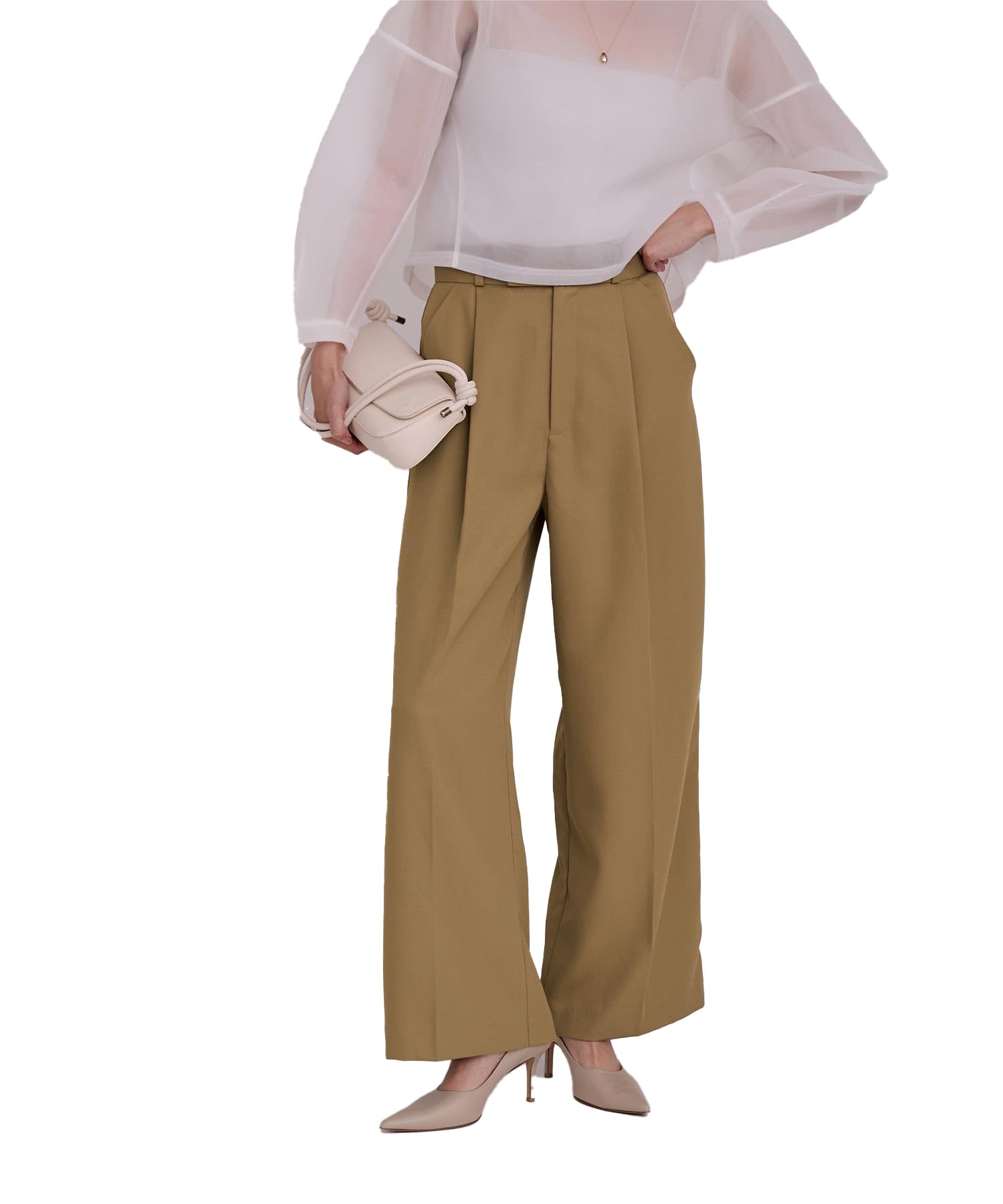 

Красивые широкие брюки силуэта BFXN2070 SP Camel [Ваши] Женские с одной складкой