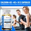 Capsule Complesso di Calcio con D3 K2 B12, 2000 mg per Porzione, 120 Capsule Integratore Alimentare
