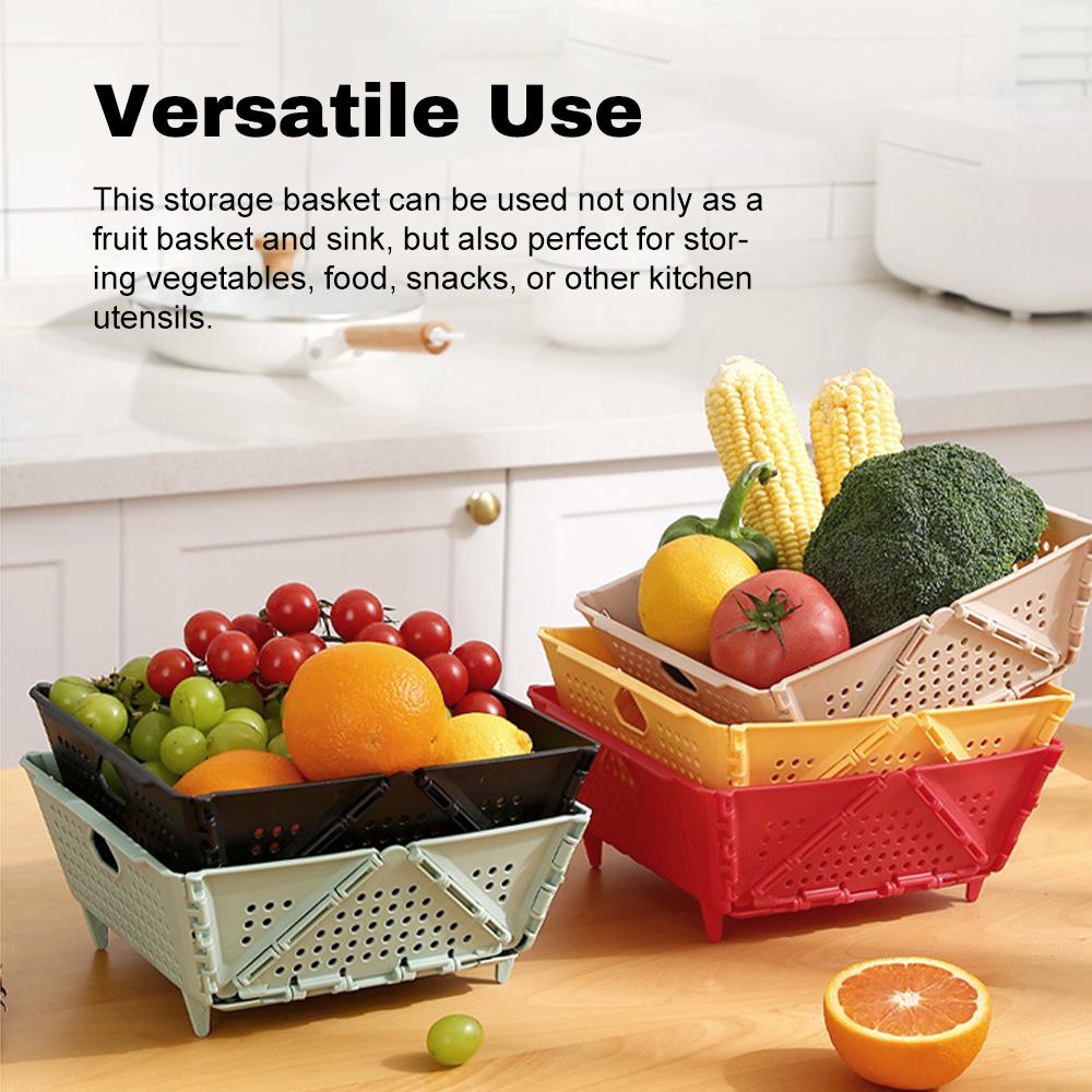 Plastic Collapsible Colander Kitchen Food Strainer for Fruit, Vegetables Foldable Drain Basket with