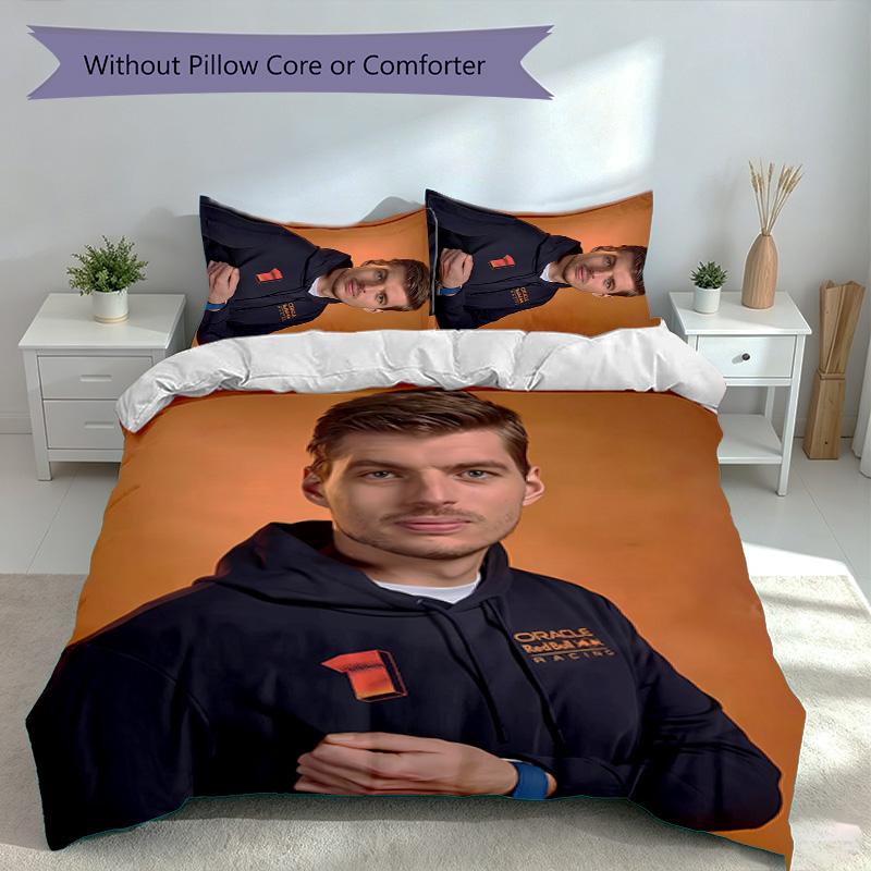 3pcs Racing Driver M-Max Verstappen Themed Duvet Cover Set, Includes 1 Duvet Cover and 2 Pillowcases,Skin-Friendly&Comfortable Fabric,Suitable Bedding