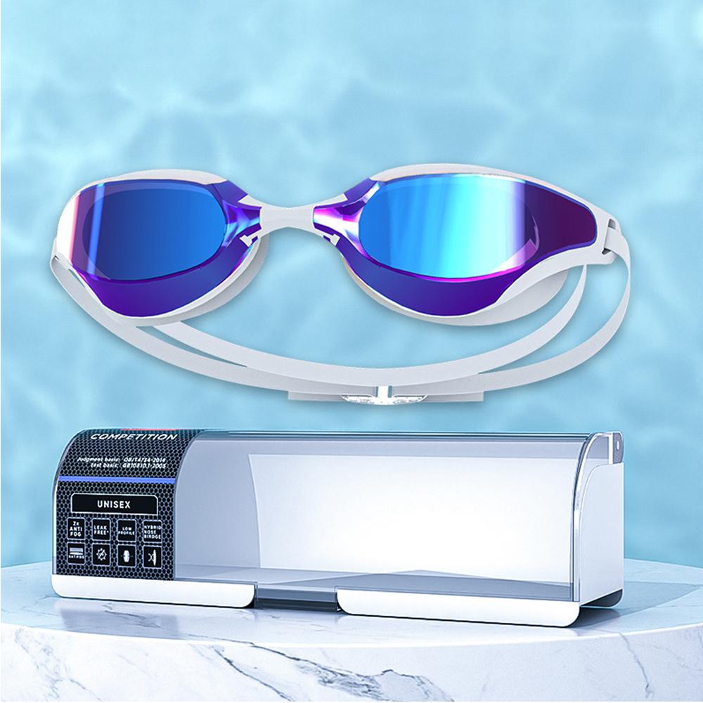 

2025 New Adult Swimming Goggles Professional Leakproof Wide-Angle Lens Broad View Anti-UV Coating Anti-Fog for Men and Women білий