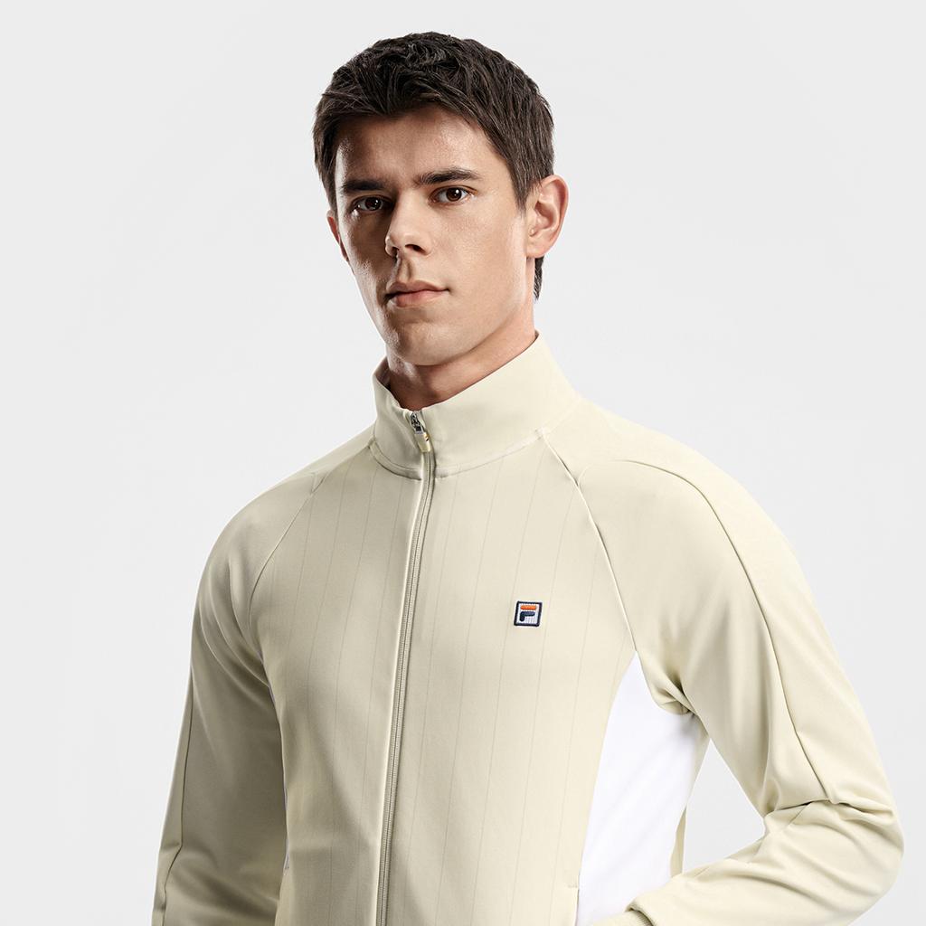 FILA Tennis Minimalist Classic Sports Tennis Style Casual Comfortable Versatile Knitted Jacket Men jackets Apricot A11M613511FBG