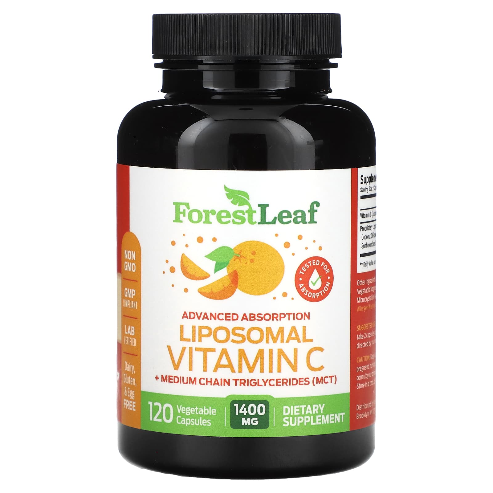 

Forest Leaf, liposomal vitamin C, 1,400 mg, 120 vegetable capsules (700 mg per capsule)