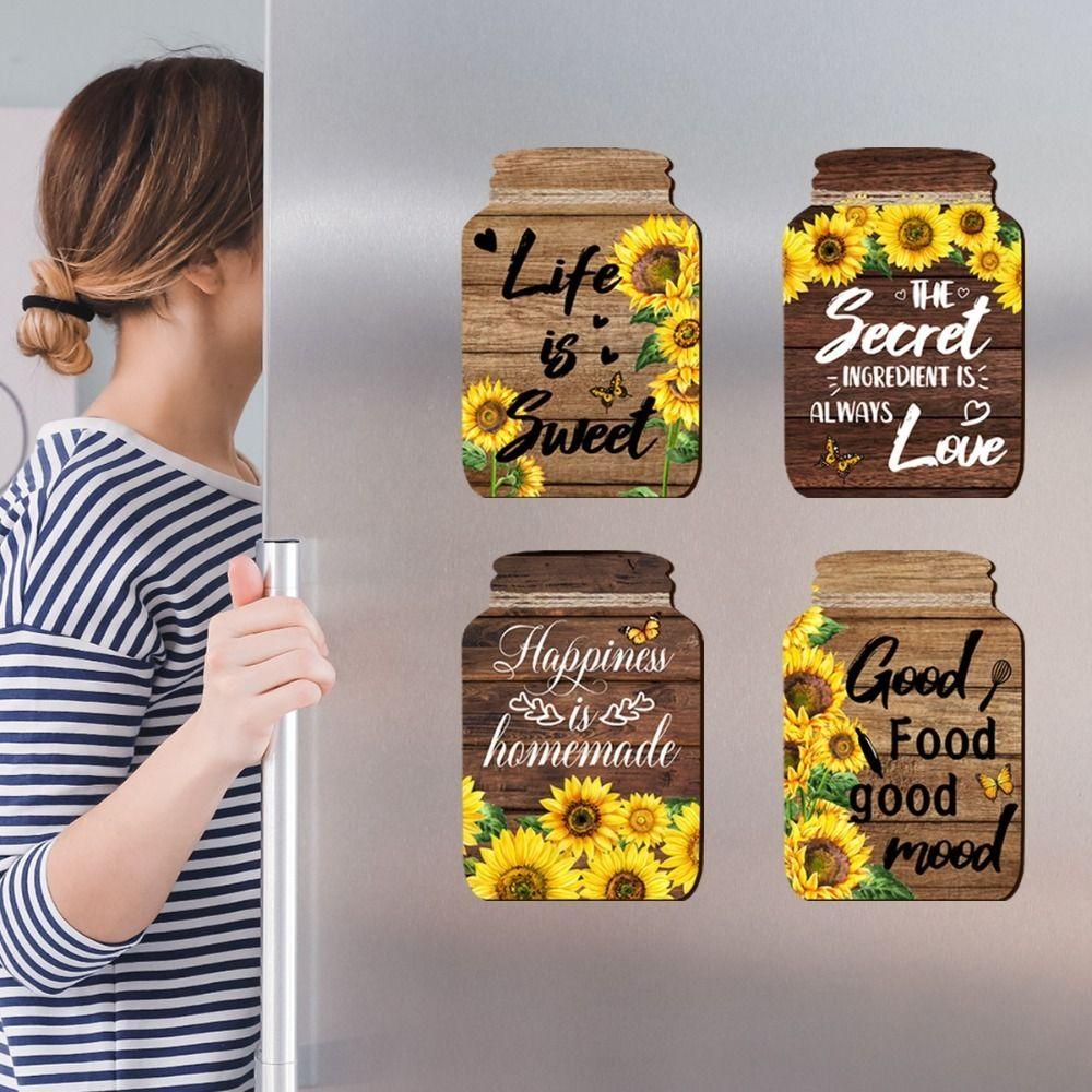 Self-Adhesive Sunflower Wall Sticker Rustic Wooden Signs English Decorative Painting Restaurant