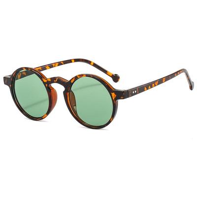 Óculos de sol redondos vintage femininos e masculinos, óculos de sol clássicos de marca leopardo bege, óculos de sol femininos UV400, óculos de sol verde