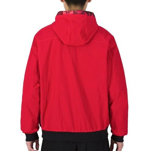 adidas Logo Print Solid Color Hooded Long-Sleeve Jacket for Men, Red