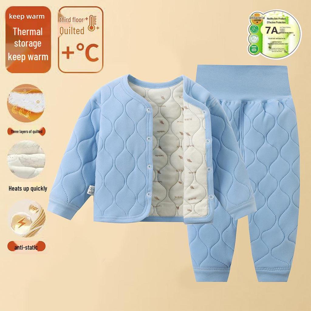Children's Cotton-Padded Jacket Set - Autumn & Winter, Boneless, Warm, High-Waisted for Boys & Girls