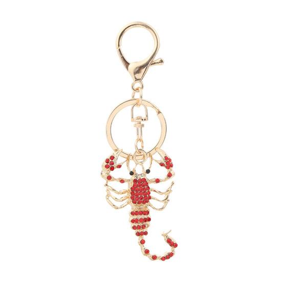 

Keychain Pendant Sparkling Rhinestones Inlaid Three-Dimensional Scorpion Shape Key Chain Lightweight Car Bag Decorative Accessory красный
