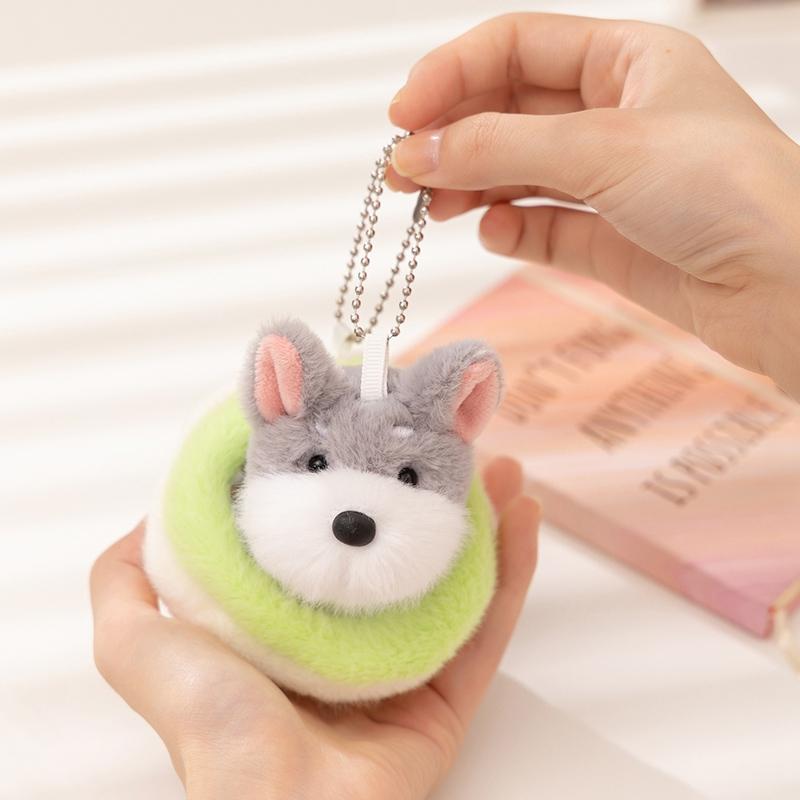 5 Styles Funny Puppy&House Combination Plush Toys Mini Detachable Cartoon Corgi Schnauzer Pendants Cuddly Keychain Bags Decor