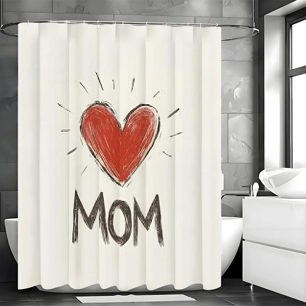Happy Mother'S Day Love Shower Curtain, Bathroom Decorative Shower Curtain, Waterproof Shower Curtain With Hooks