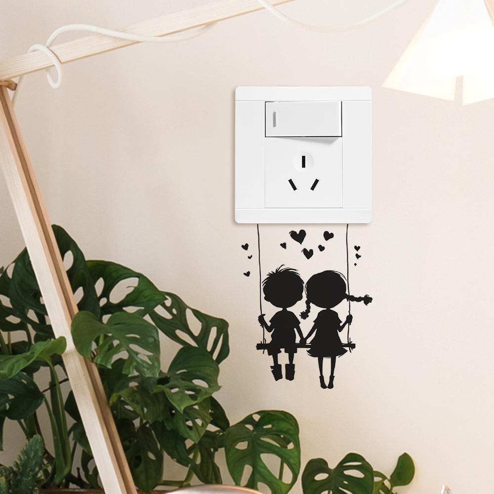Valentine‘s Day Swinging Couple Switch Plate Sticker Romantic Home Decor Self-Adhesive Removable Decal