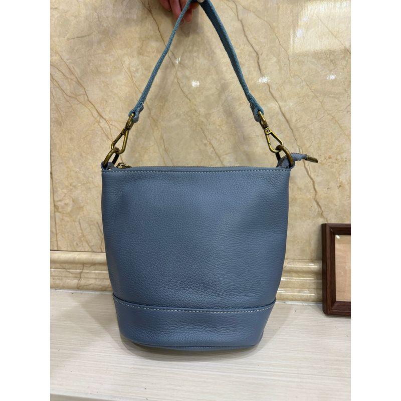 Full-grain Leather Small Bucket Bag Women 2025 New Artistic Retro Japan fashion Commuter Shoulder Shoulder Small Bag 9481