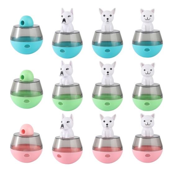 Interactive Dog Treat Dispensing Puzzle Toy Rolling Ball Tumble Food Leaking Pet Slow Feeder with Cartoon Figurine for Cats And Dogs