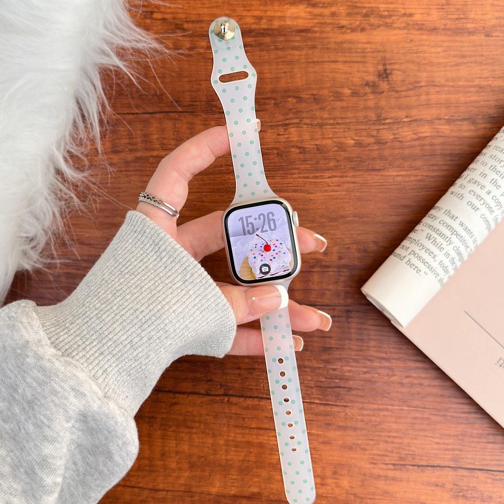 Transparent Jelly Polka Dot Silicone Watch Band Breathable Replacement Strap Compatible with Apple Watch Series1–11/SE/Ultra 38 40 41 42 44 45 46 49mm 42mm(S10/S11）38/40/41mm зелёный