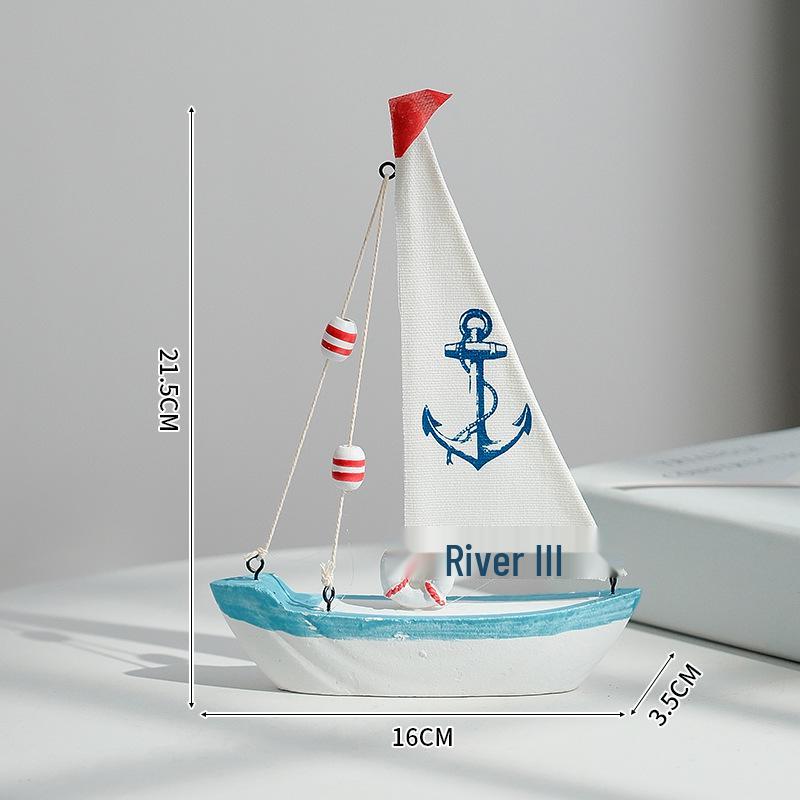 Porzellan Segelschiff Modell im mediterranen Stil - Kreative Holz Heimdeko Ornamente