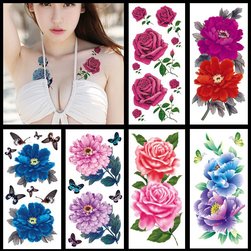Waterproof Three-Dimensional Color Print Tattoo Sticker, Butterfly Flower Animal Tattoo