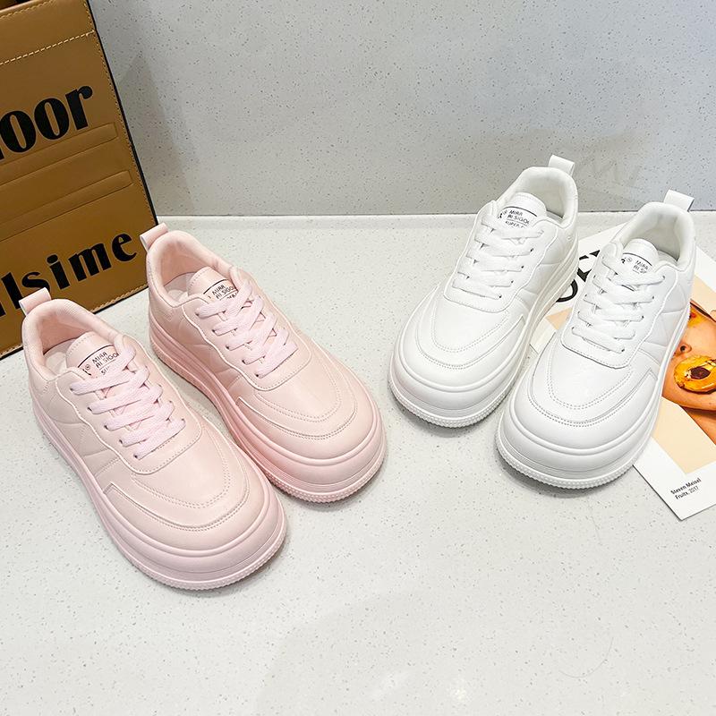 

Spring and autumn new thick-soled round head fashion low-top lace-up casual sports shoes student running board shoes tide 35 білий