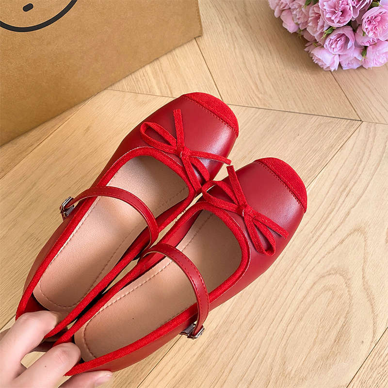 Small Person Increases Height 7cm Mary Jane Shoes Women's Bow with Silver Evening Breeze Gentle Thick Heel Ballet Shoes