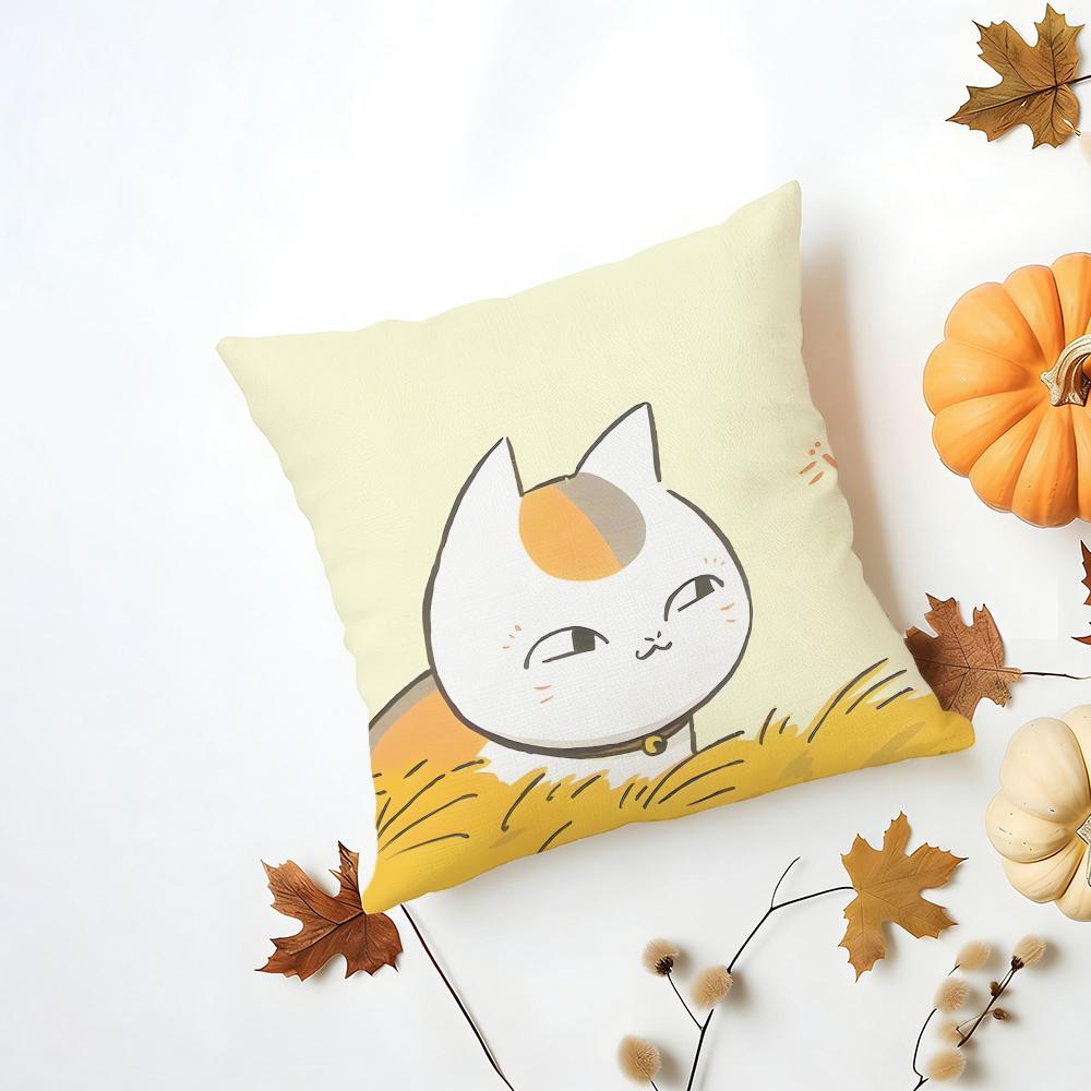 NNyankosensei Cushion Cover Washable Linen Pillowcase Soft for Daily Sofa Bed Home Room Decor