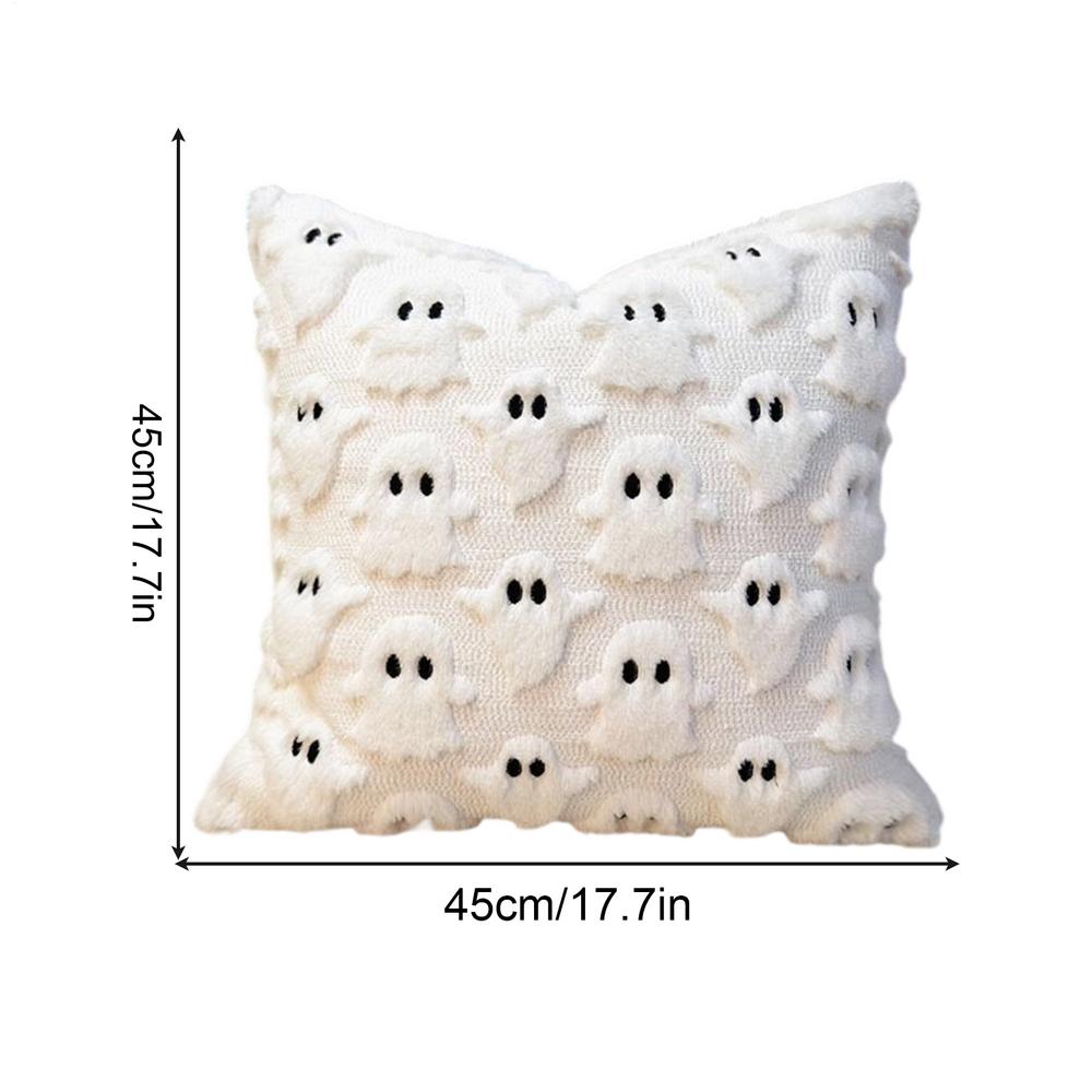 

18 by 18 Pillow Covers Halloween Ghost Pillow Case Gothic Decorative Pillowcase Bedding for Sofa Bedroom Porch Apartment Patio белый
